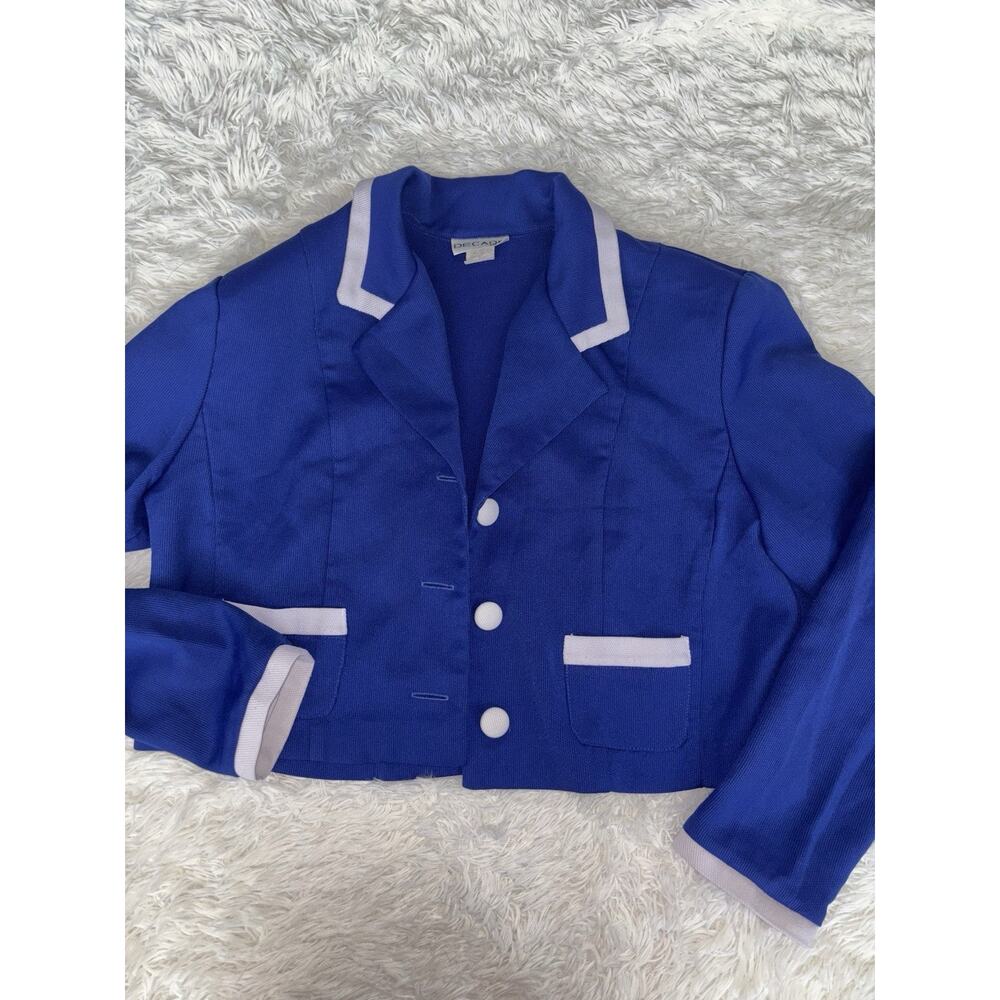 Decade women's sz. M blue w/white vintage 1960s blazer. Great item, rare